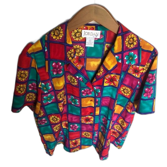 Jordan Vintage Flower Button-Up Size 12 - Picture 3 of 12